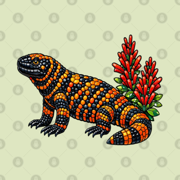 Gila Monster Stained Glass Desert Wildlife Art by BirdsnStuff