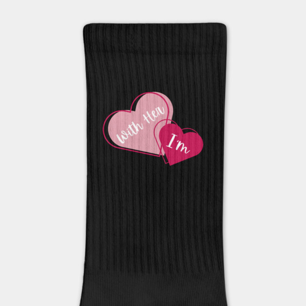 I'm With Her Valentine Hearts Couples Matching Love by Creatifly Graphic Tees