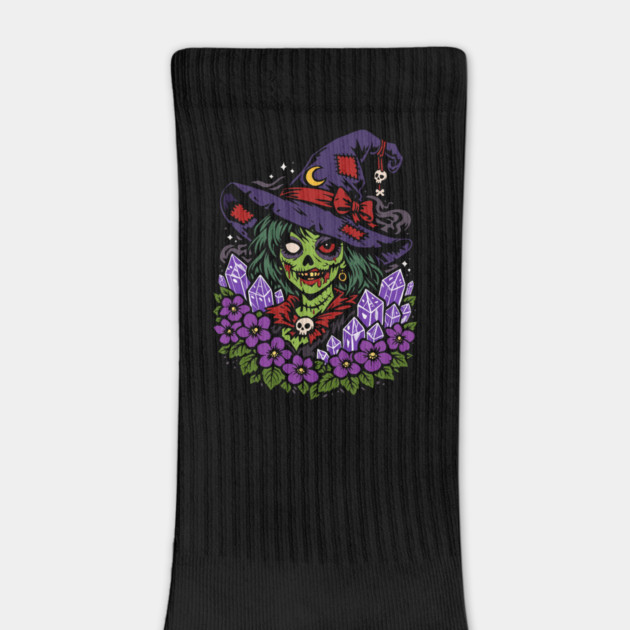 February Zombie Witch with Gems and Flowers by H. R. Sinclair