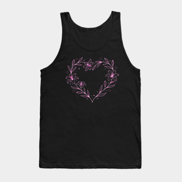 Floral Heart Outline Tank Top by Creatifly Graphic Tees