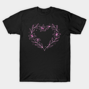 Floral Heart Outline T-Shirt