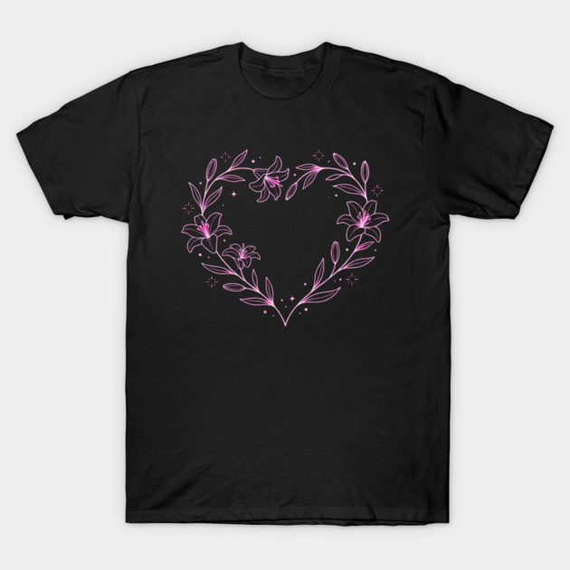 Floral Heart Outline T-Shirt by Creatifly Graphic Tees