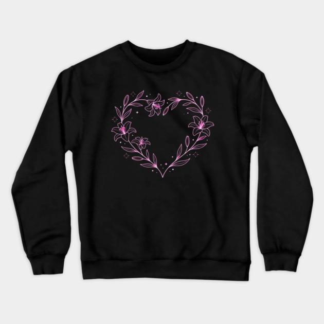 Floral Heart Outline Crewneck Sweatshirt by Creatifly Graphic Tees