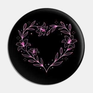 Floral Heart Outline Pin