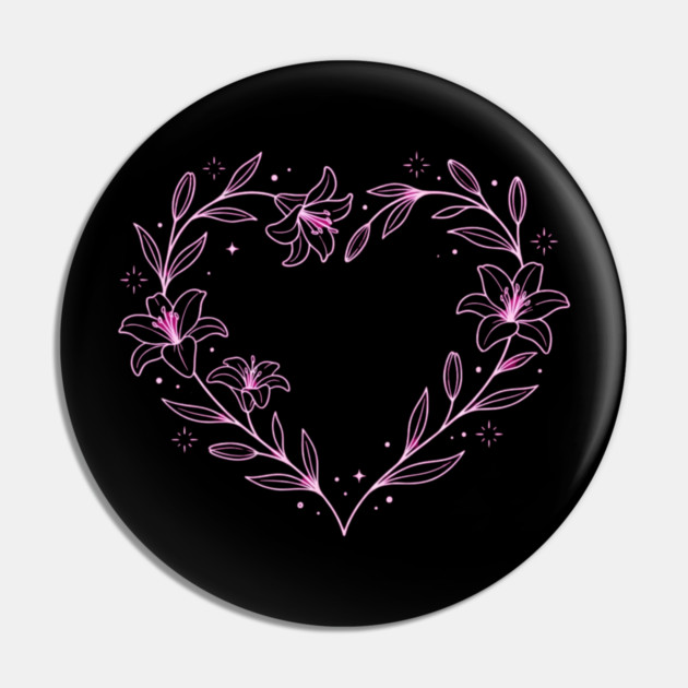 Floral Heart Outline Pin by Creatifly Graphic Tees