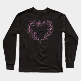Floral Heart Outline Long Sleeve T-Shirt