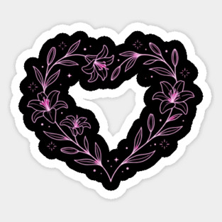 Floral Heart Outline Sticker