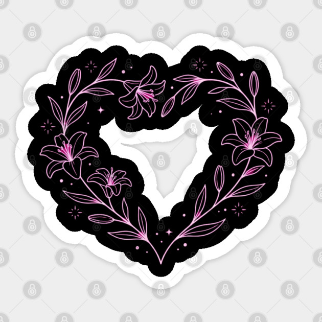 Floral Heart Outline Sticker by Creatifly Graphic Tees