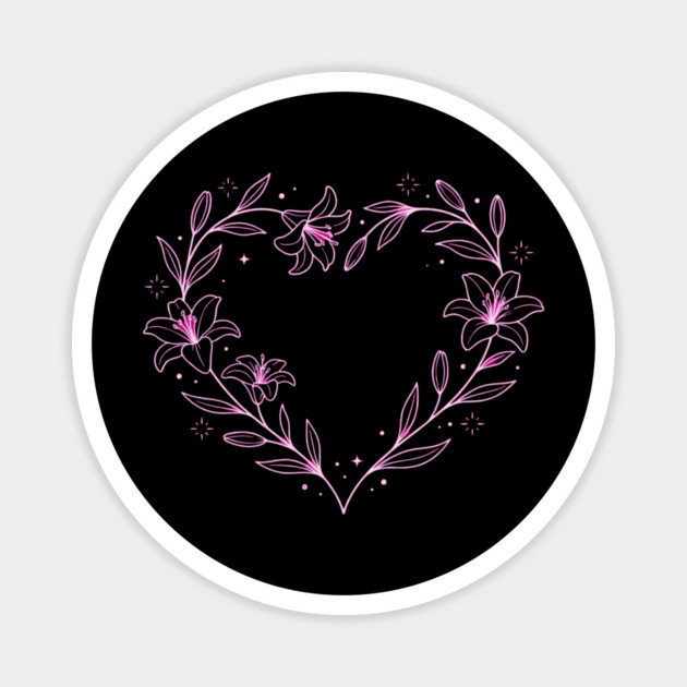 Floral Heart Outline Magnet by Creatifly Graphic Tees