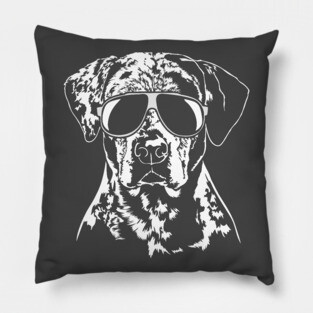 Funny Catahoula Leopard Dog with sunglasses Pillow