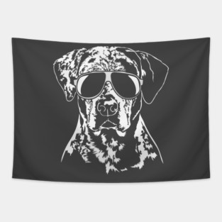 Funny Catahoula Leopard Dog with sunglasses Tapestry