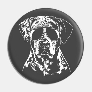 Funny Catahoula Leopard Dog with sunglasses Pin