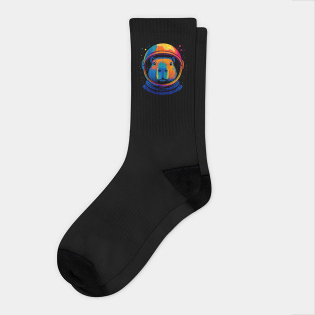 Cute Space Funny Capybara Astronaut Socks by yangho