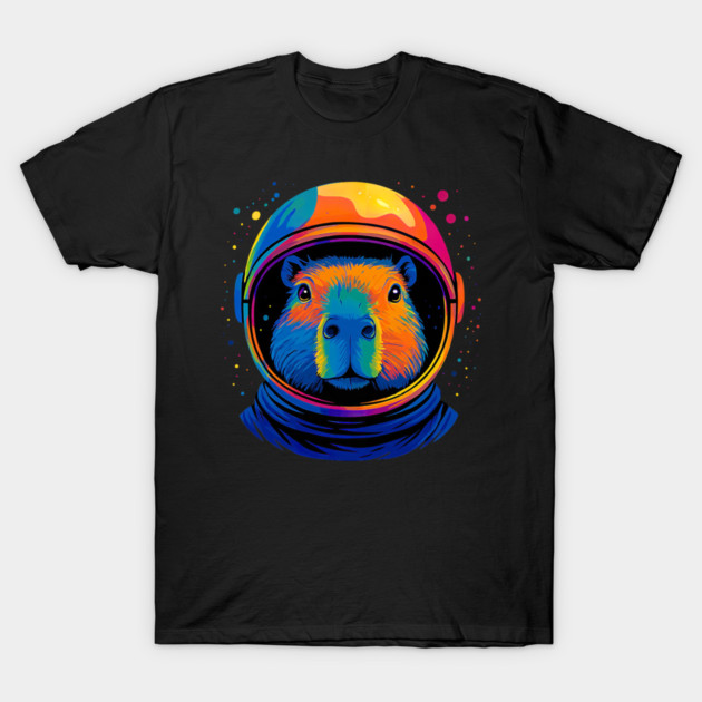 Cute Space Funny Capybara Astronaut T-Shirt by yangho