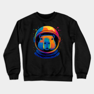 Cute Space Funny Capybara Astronaut Crewneck Sweatshirt