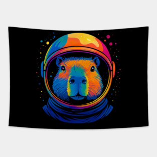 Cute Space Funny Capybara Astronaut Tapestry