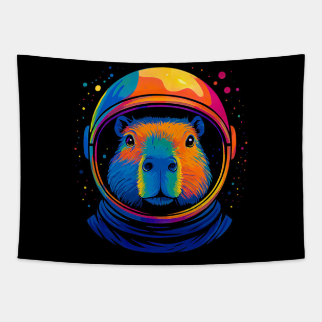 Cute Space Funny Capybara Astronaut Tapestry by yangho