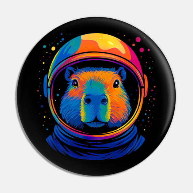 Cute Space Funny Capybara Astronaut Pin by yangho