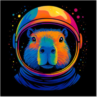 Cute Space Funny Capybara Astronaut Posters and Art