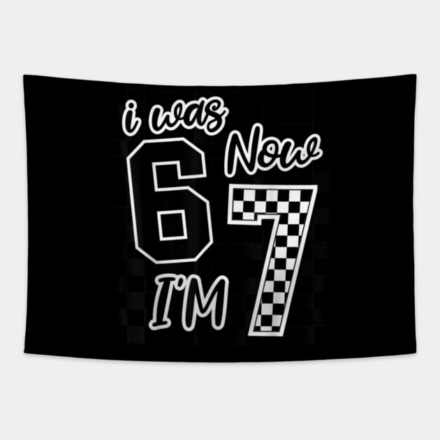 I was 6 Now I'm 7 67 Six Seven Meme 7 Years Old Birthday Tapestry by dtr_art