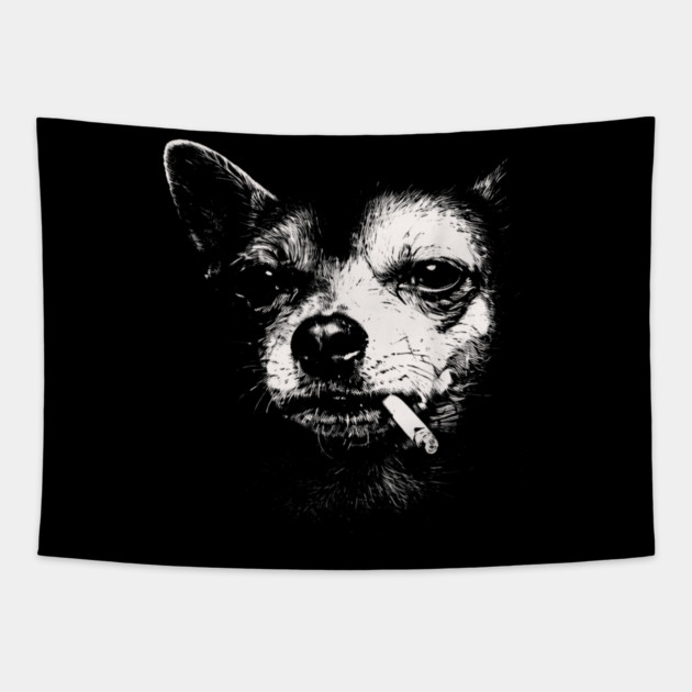 Dog-Smoking-Cigarette Tapestry by dtr_art