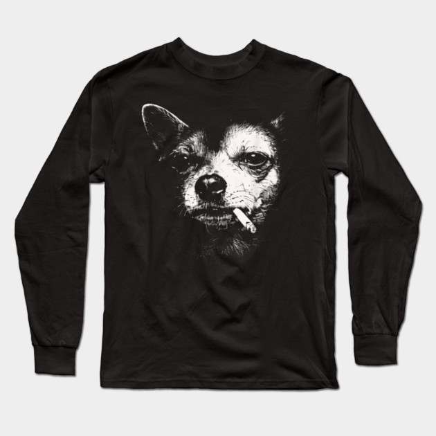 Dog-Smoking-Cigarette Long Sleeve T-Shirt by dtr_art