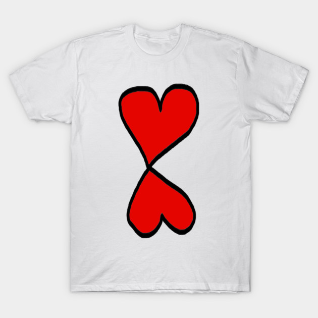 Valentine Two Red Hearts T-Shirt by Creatifly Graphic Tees