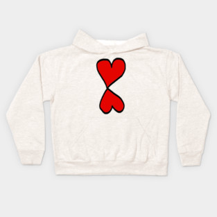 Valentine Two Red Hearts Kids Hoodie