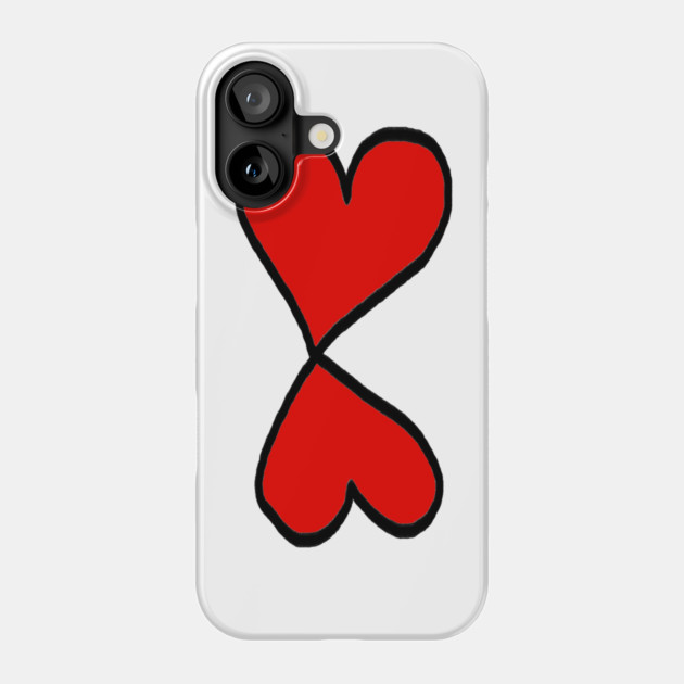 Valentine Two Red Hearts Phone Case by Creatifly Graphic Tees
