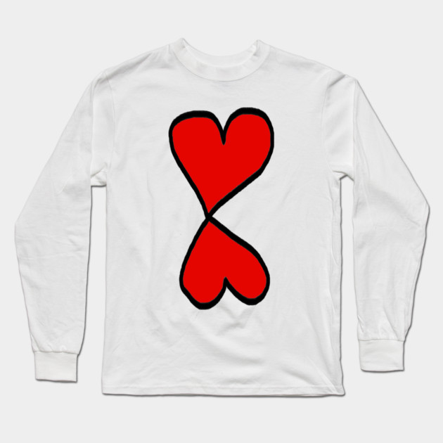 Valentine Two Red Hearts Long Sleeve T-Shirt by Creatifly Graphic Tees