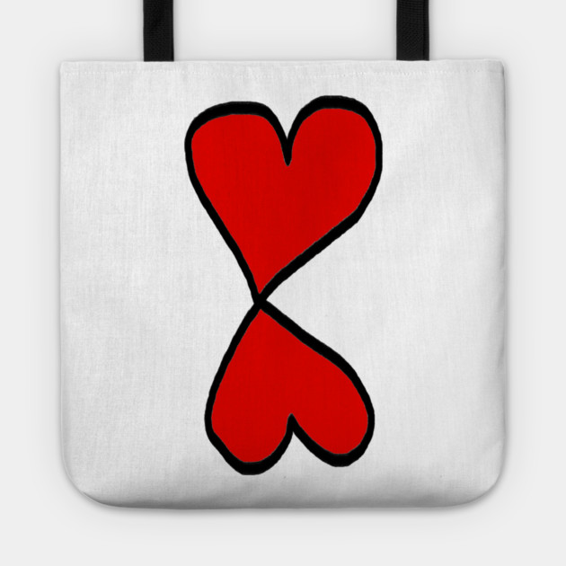 Valentine Two Red Hearts Tote by Creatifly Graphic Tees