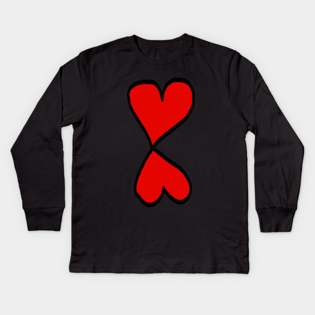 Valentine Two Red Hearts Kids Long Sleeve T-Shirt by Creatifly Graphic Tees