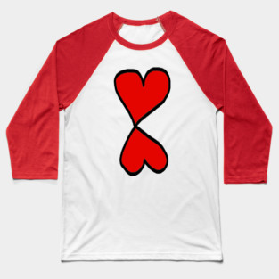 Valentine Two Red Hearts Baseball T-Shirt