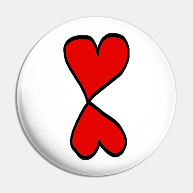 Valentine Two Red Hearts Pin by Creatifly Graphic Tees