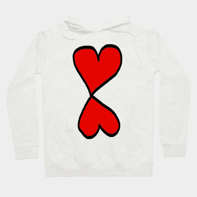 Valentine Two Red Hearts Hoodie by Creatifly Graphic Tees