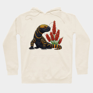 Gila Monster Stained Glass Botanical Reptile Art Hoodie