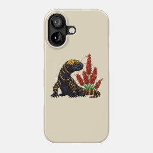Gila Monster Stained Glass Botanical Reptile Art Phone Case