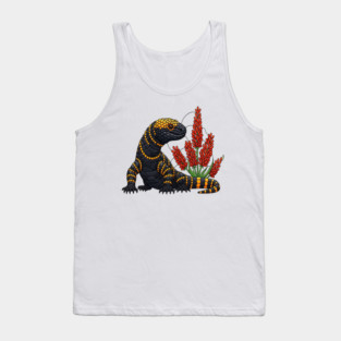 Gila Monster Stained Glass Botanical Reptile Art Tank Top