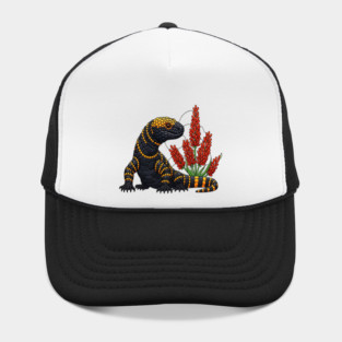 Gila Monster Stained Glass Botanical Reptile Art Hat