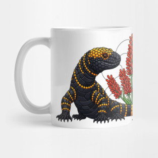 Gila Monster Stained Glass Botanical Reptile Art Mug