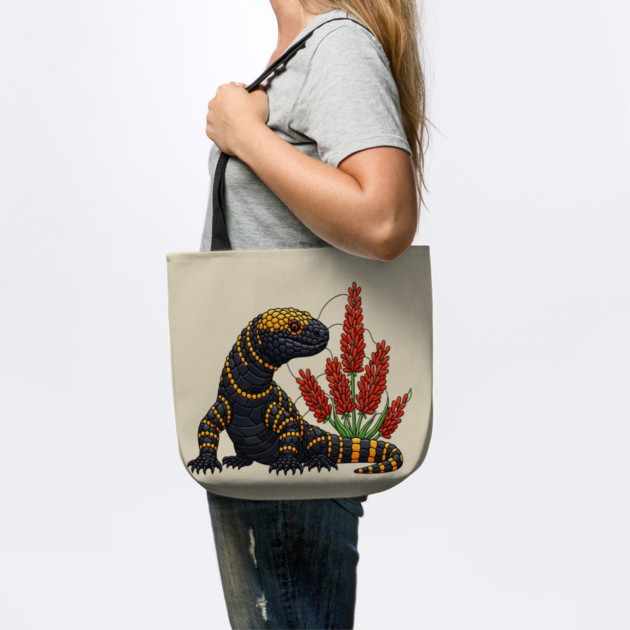 Gila Monster Stained Glass Botanical Reptile Art by BirdsnStuff