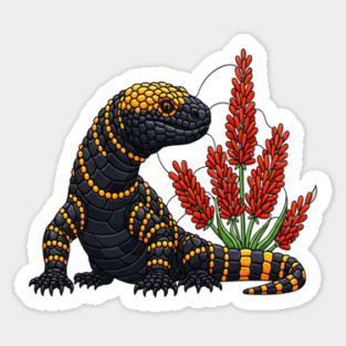 Gila Monster Stained Glass Botanical Reptile Art Sticker