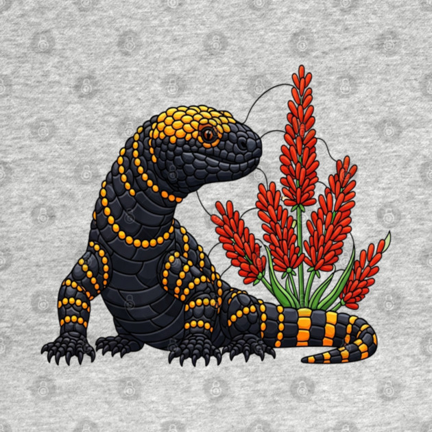 Gila Monster Stained Glass Botanical Reptile Art by BirdsnStuff