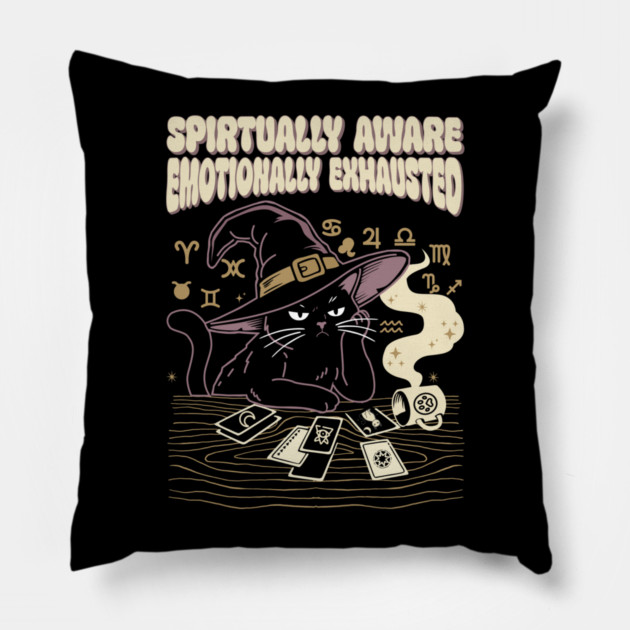 Enlightened and Exhausted Pillow by Designed By Marty