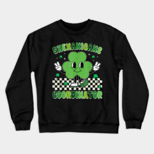 Funny Shenanigans Squad Teacher Retro St Patrick's Day Crewneck Sweatshirt