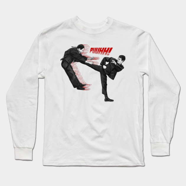 Bruce Lee: Big Ol' KICK Long Sleeve T-Shirt by 51Deesigns