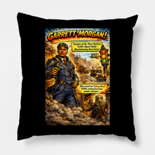 Garrett Morgan Inventor Comic Art – Traffic Signal & Safety Hood Pillow