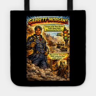 Garrett Morgan Inventor Comic Art – Traffic Signal & Safety Hood Tote