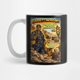 Garrett Morgan Inventor Comic Art – Traffic Signal & Safety Hood Mug