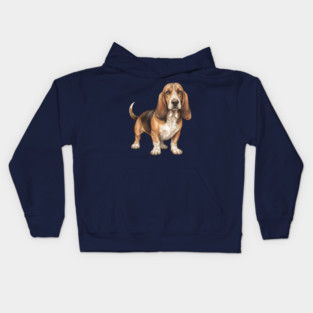 Basset Hound Dog Art Kids Hoodie